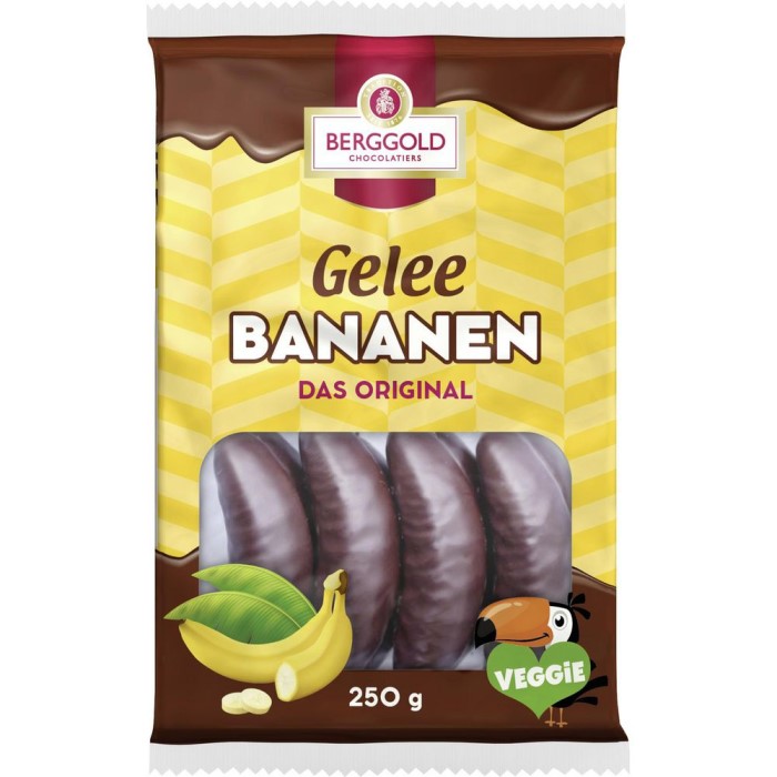 Berggold Gelee Bananen mit Zartbitterschokolade 250g / 8.81oz