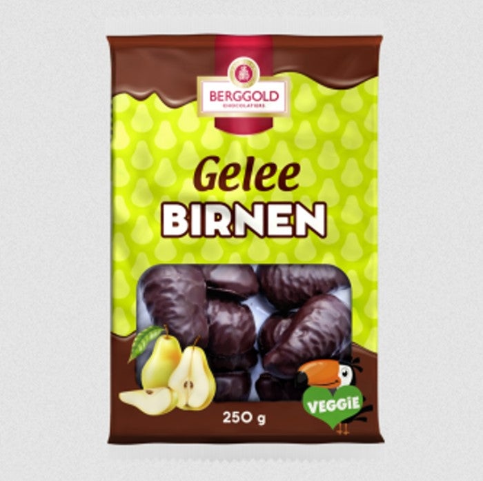 Berggold Gelee Birnen mit Zartbitterschokolade 250g / 8.81oz