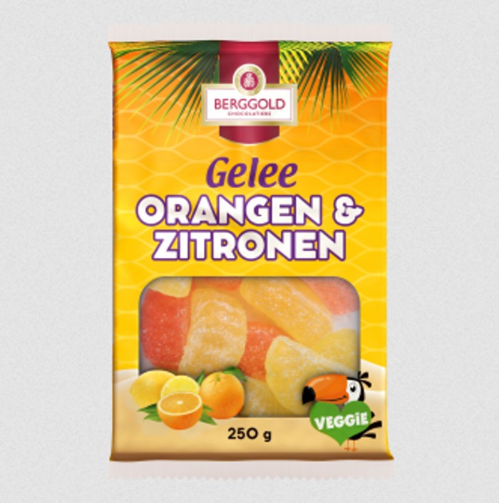 Berggold Gelee Orangen & Zitronen, Glutenfrei Vegan 250g / 8.81 oz