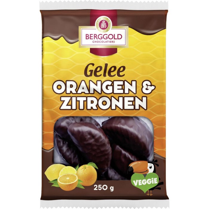 Berggold Gelee Orangen & Zitronen mit Zartbitterschokolade 250g / 8.81oz