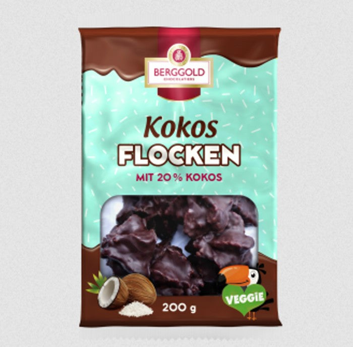 Berggold Kokos Flocken mit Zartbitterschokolade 200g / 7.05oz