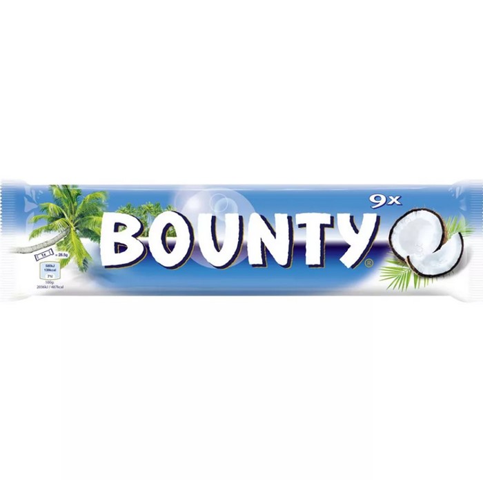 Bounty chocolate bar filled with juicy coconut pulp 256,5g