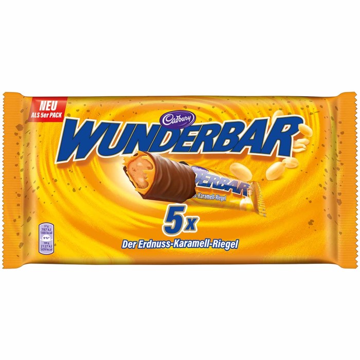 Cadbury Wunderbar Erdnuss-Karamell Riegel 5 Stück