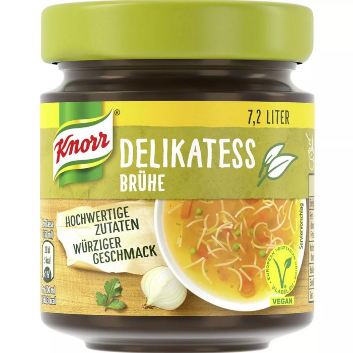 Knorr vegane Delikatess Brühe im Glas ergibt 7 Liter 144g