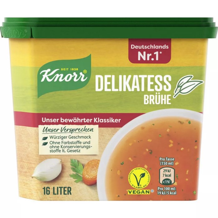 Knorr vegane Delikatess Brühe in der Vorratsdose ergibt 16 Liter 329g