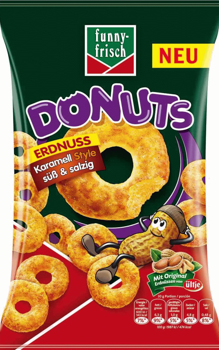 funny-frisch Donuts Erdnuss Karamell Snack 110g