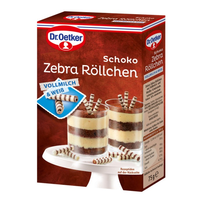 Dr. Oetker chocolate zebra rolls for decorating 75g