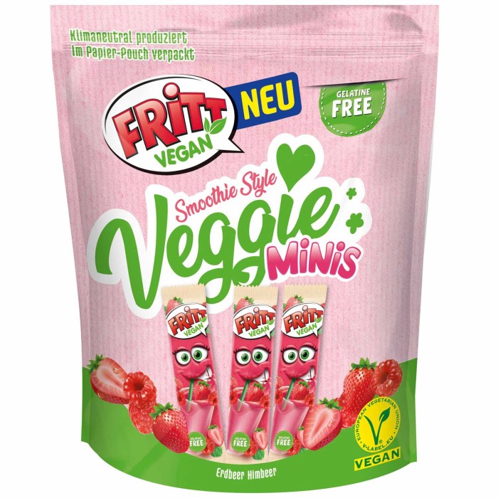 Fritt Vegan Smoothie Style Veggie Erdbeer & Himbeer Minis 135g / 4.76 oz