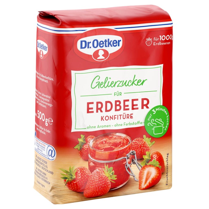 Dr. Oetker Gelierzucker für Erdbeer Konfitüre 500g /17.6oz
