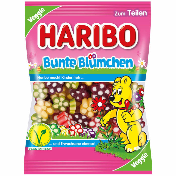 Haribo Bunte Blümchen Fruchtgummi-Blumen mit Konfekt-Füllung Osteredition 175g