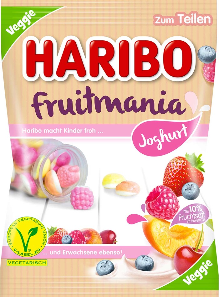 HARIBO Fruitmania Joghurt vegetarisches Fruchtgummi 160g
