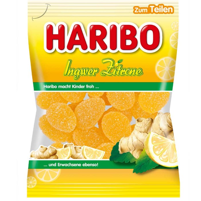 HARIBO Inwer Zitrone scharfe kandierte Fruchtgummies 175g