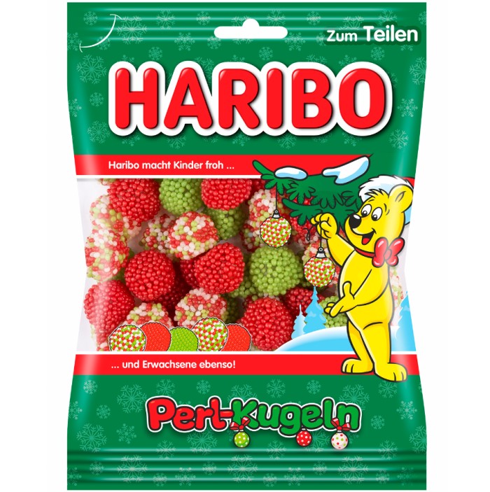 Haribo Perl-Kugeln aus Gelee mit Nonpareille Weihnachtsedition 200g