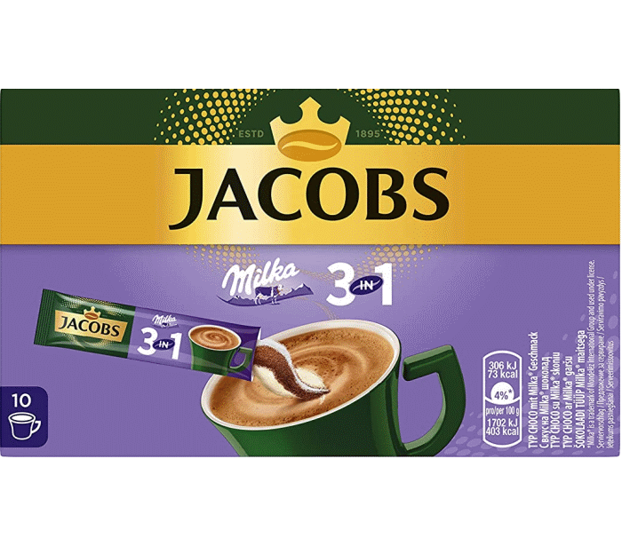 Jacobs 3 in 1 Milka Schokolade Instant Kaffee Sticks 180g