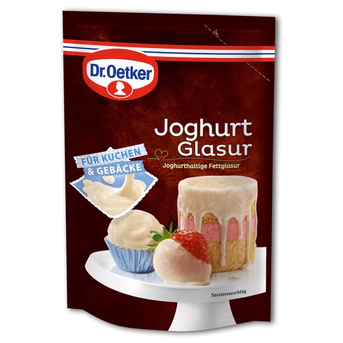 Dr. Oetker Joghurt Glasur zum Dekorieren von Kuchen und Gebäck 150g