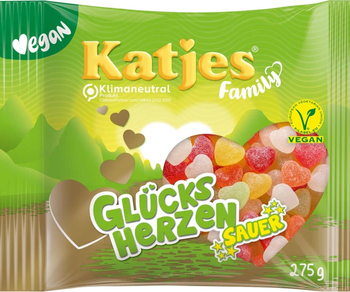 Katjes Family Glücksherzen Sauer veganes Fruchtgummi 250g / 9.7oz