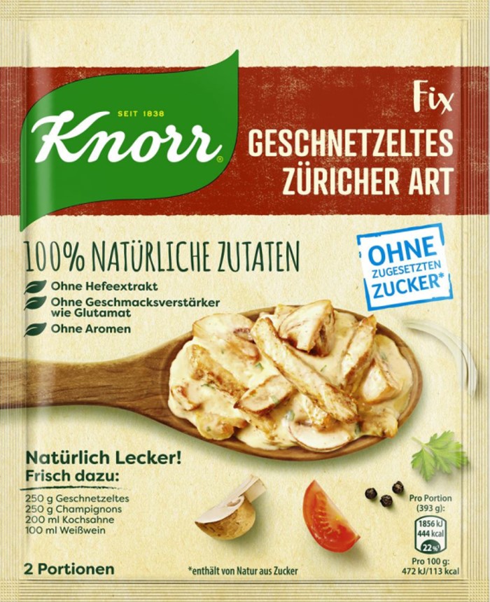 Knorr Fix Natürlich Lecker! Für Geschnetzeltes Züricher Art 30g / 1.05oz