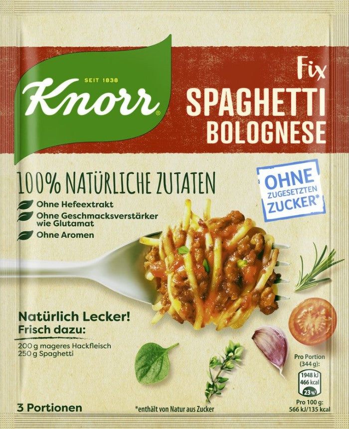 Knorr Fix Natürlich Lecker! Für Spaghetti Bolognese 38g / 1.34oz