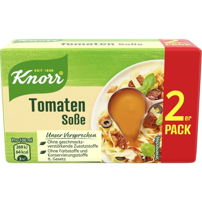 Knorr Tomaten Soße im 2er Pack ergibt 2 mal 250ml