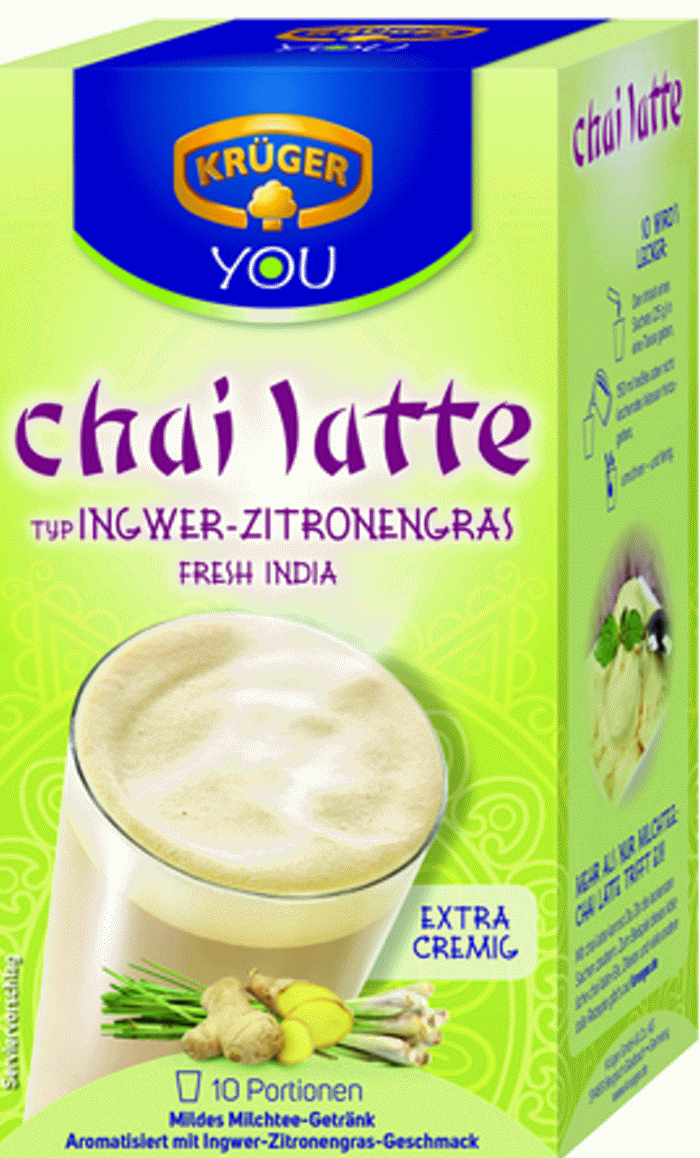Krüger Chai Latte Instant Milch-Tee-Getränk Typ Ingwer-Zitronengras 250g