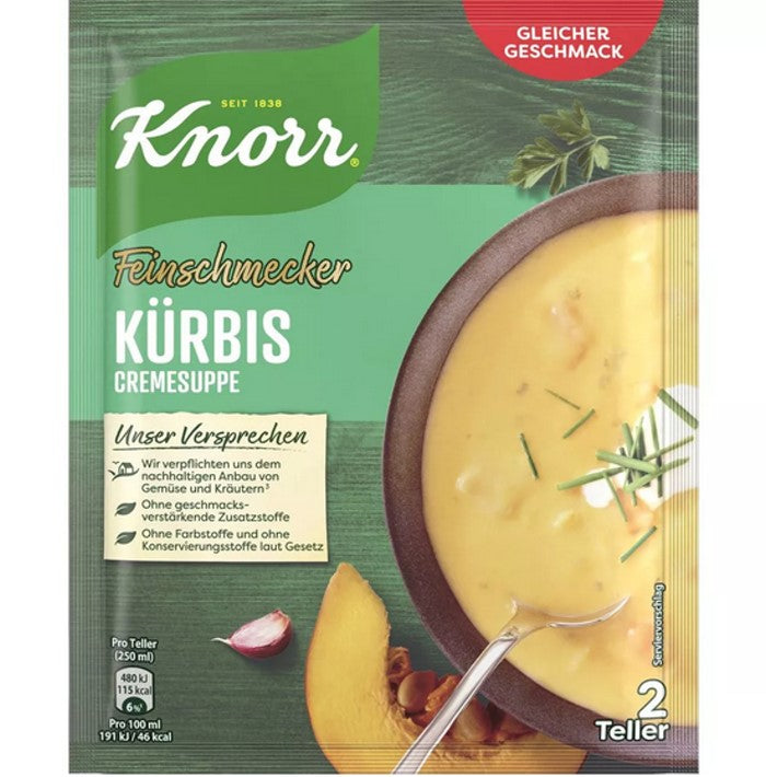 Knorr Feinschmecker Kürbis-Cremesuppe ergibt 2 Teller