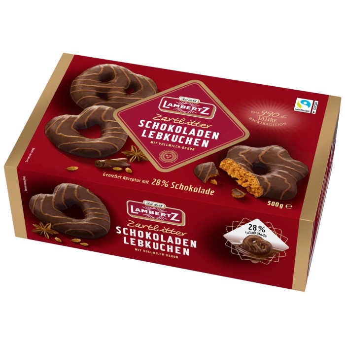 Lambertz Zartbitter Schokoladen Lebkuchen Weihnachtsgebäck 500g