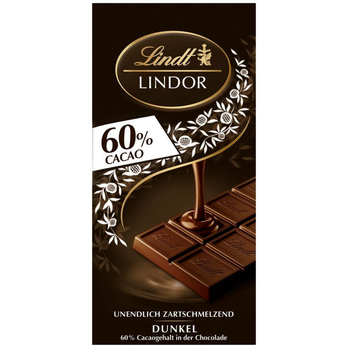 Lindt Lindor 60% Cacao Feinherbe Schokoladen Tafel 100g / 3.52oz
