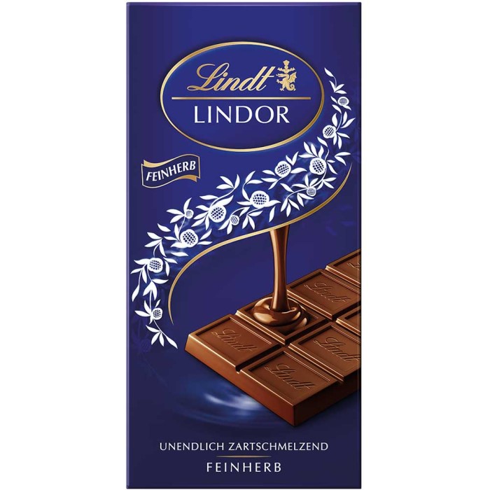 Lindt Lindor Feinherbe Schokoladen Tafel 100g / 3.52oz