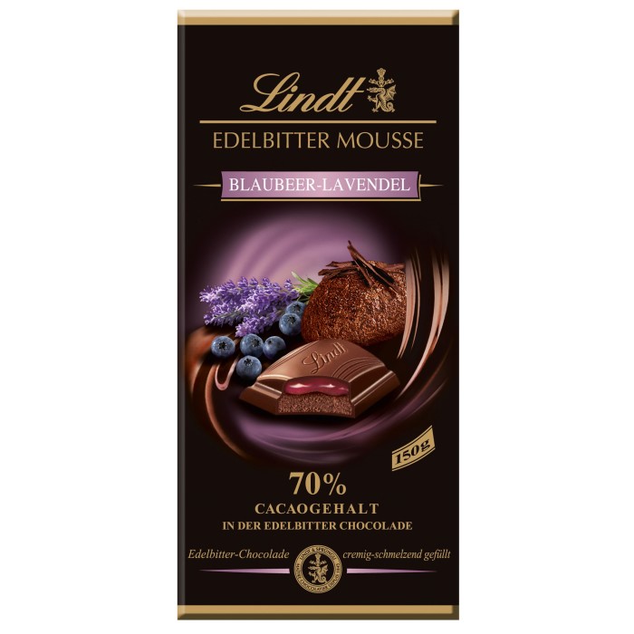 Lindt Edelbitter Mousse Blaubeer-Lavendel Schokoladen Tafel 150g / 5.29oz