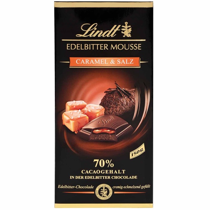Lindt Edelbitter Mousse Caramel & Salz Schokolade Tafel 150g / 5.29oz