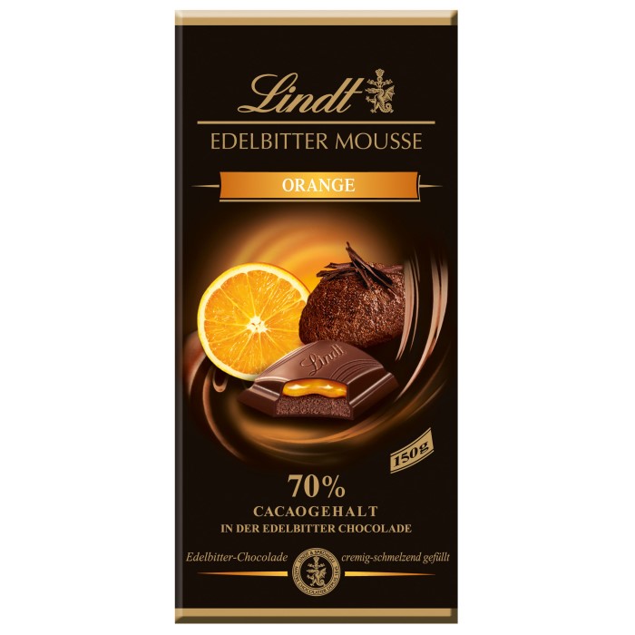 Lindt Edelbitter Mousse Orange Schokolade Tafel 150g / 5.29oz