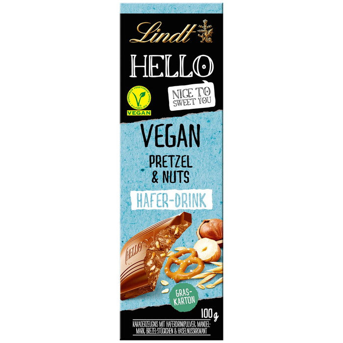 Lindt HELLO Vegan Haferdrink Schokolade Pretzel & Nuts 100g / 3.52 oz