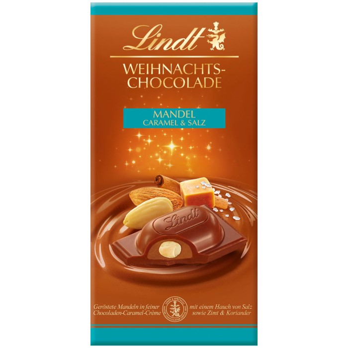 Lindt Weihnachts-Chocolate Mandel Caramel & Salz 100g / 3.52 oz