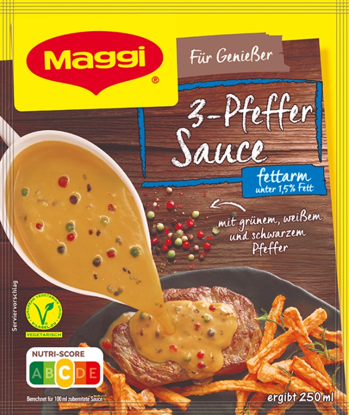 Maggi Für Genießer 3-Pfeffer Sauce fettarm ergibt 250ml / 8.45 fl.oz.