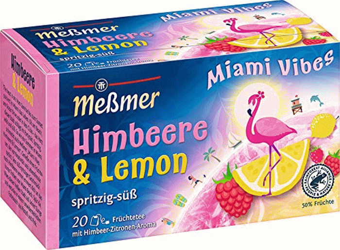 Meßmer Ländertee Miami Vibes Himbeere Zitrone 20 Teebeutel