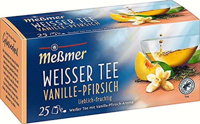 Meßmer Weisser Tee Vanille Pfirsich 25 einzeln verpackte Teebeutel