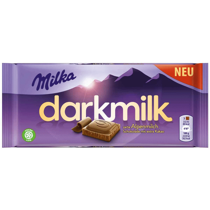 Milka Darkmilk Alpenmilch Schokolade 85g / 3 oz