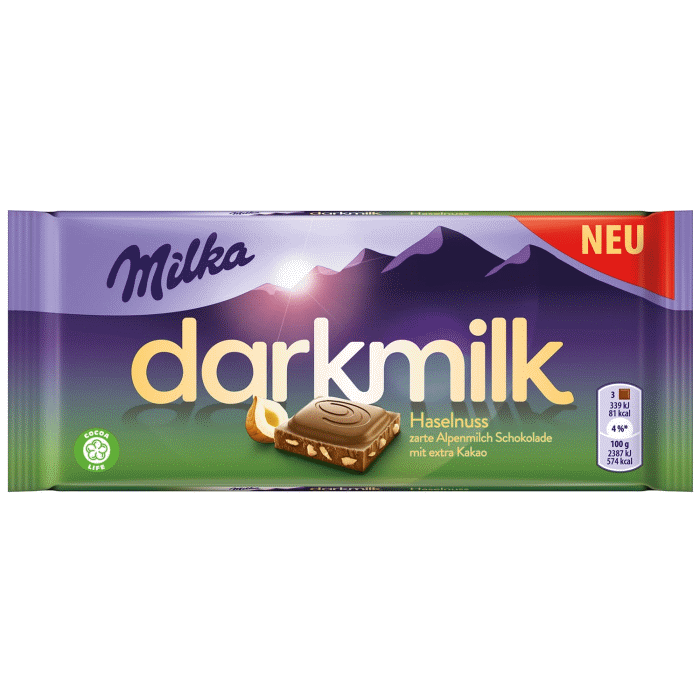 Milka Darkmilk Haselnuss Alpenmilch Schokolade 85g / 3 oz
