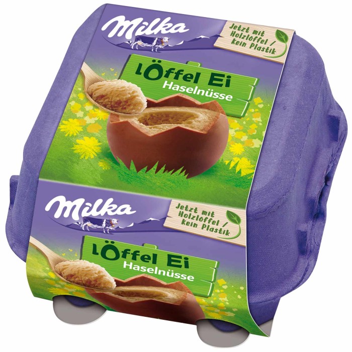 Milka Löffel-Eier Haselnüsse Alpenmilch Schokolade 4 Stück Ostern 136g / 4.79 oz