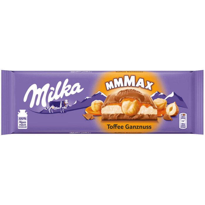 Milka Mmmax Toffee Ganznuss Alpenmilchschokolade 300g / 10.58oz