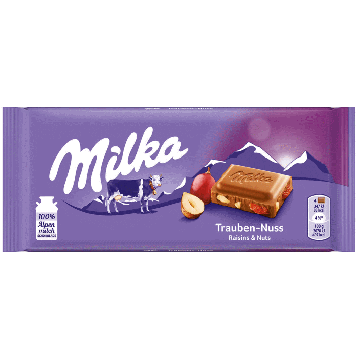 Milka Trauben-Nuss Alpenmilch Schokolade 100g / 3.53 oz