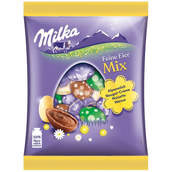 Milka Feine Eier Mix Ostereier aus Alpenmilch und Weißer Schokolade 135g / 4.76 oz