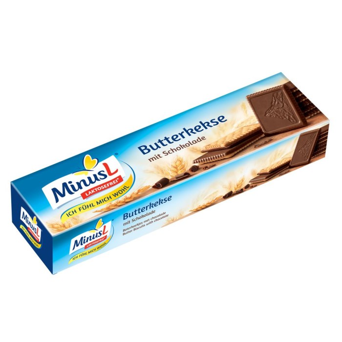 MinusL Butterkekse mit Schokolade Laktosefrei 125g / 4.4oz