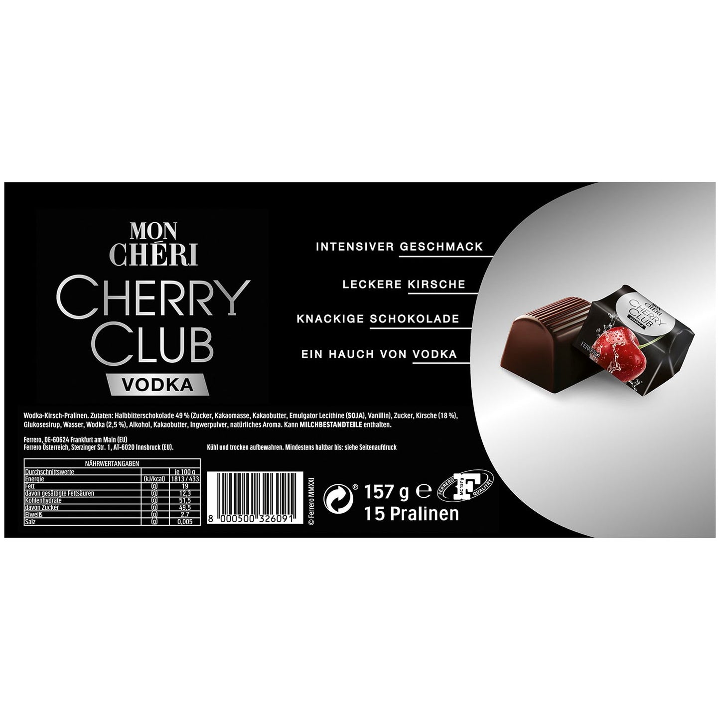 Ferrero Mon Chéri Cherry Club Vodka, 15 Pcs, 5.54 oz