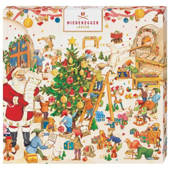 Niederegger Wichtelwerkstatt Mini Tisch-Adventskalender 168g