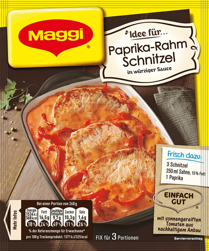 Maggi Fix für Paprika Rahm Schnitzel 35g