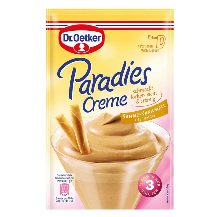Dr. Oetker Paradies Creme Sahne-Karamell Geschmack 65g