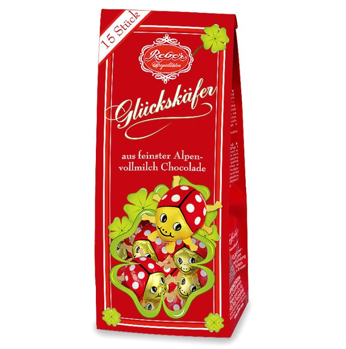 Reber 15 Glückskäfer aus Alpenvollmilch-Schokolade im Beutel 105g