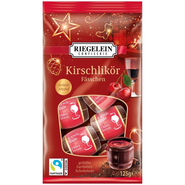 Riegelein Kirschlikör Fässchen Weihnachtspralinen 125g