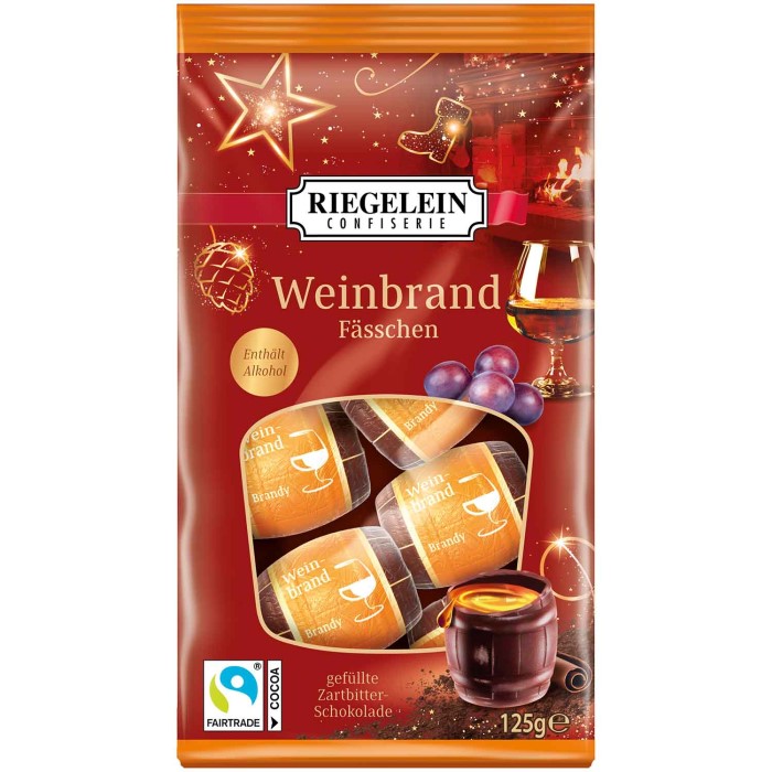 Riegelein Weinbrand Fässchen Weihnachtspralinen 125g